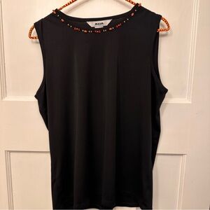 ⭐️ Alia Black Sleeveless Tank with Beaded Neckline